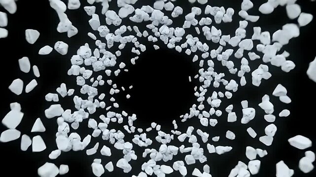Abstract Vortex of White Fragments on Black Background
