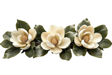Elegant Magnolia Blossoms: Pure White Floral Beauty on Pristine Background. Perfect for Spring on transparent background