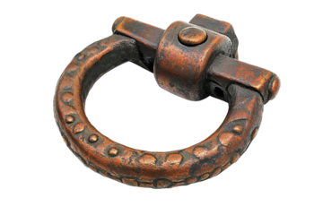 Antique Medieval Door Knocker: Intricate Design, Aged Metal, Historic Charm, Gothic Architecture, on transparent background