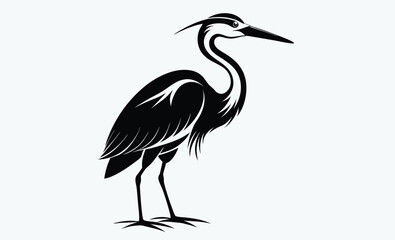 Heron bird silhouette,  bird icon, vector illustration