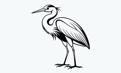 Heron bird silhouette,  bird icon, vector illustration