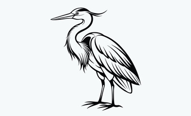 Heron bird silhouette,  bird icon, vector illustration