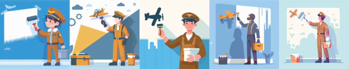 Fototapeta premium pilot character vector is painting