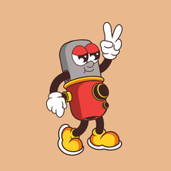 Retro character design of cool microphone