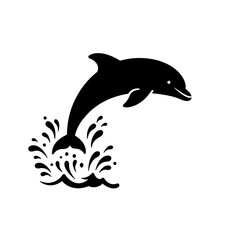 Fototapeta premium Black Dolphin Leaping Out of Water