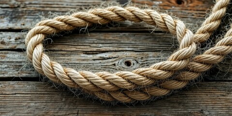 Obraz premium Nautical Rope Embrace on Rustic Wood