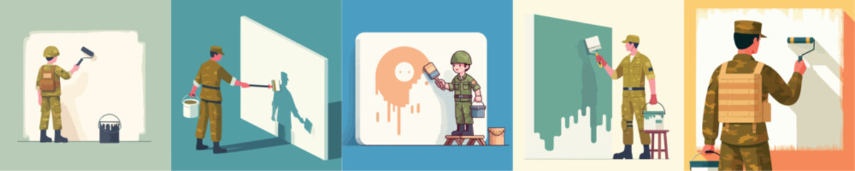 soldier character vector is painting