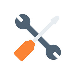 Screwdriver and Wrench Icon, Flat Vector Symbol for Tools, Repair, and Maintenance.