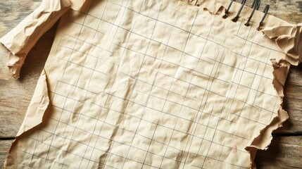 A wrinkled notepad page with deep crinkles