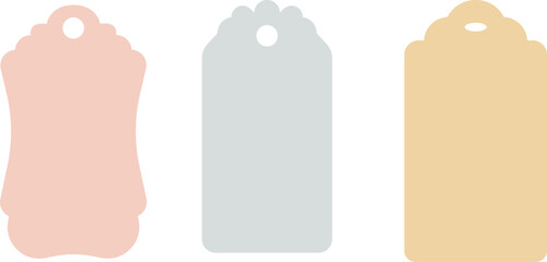 Colorful blank gift tags in pastel shades for labeling and decoration  