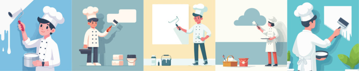 chef character vector is painting