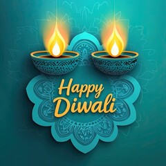 Diwali Diyas in the Festive Background, Indian Culture and Hindu Diwali Traditions
