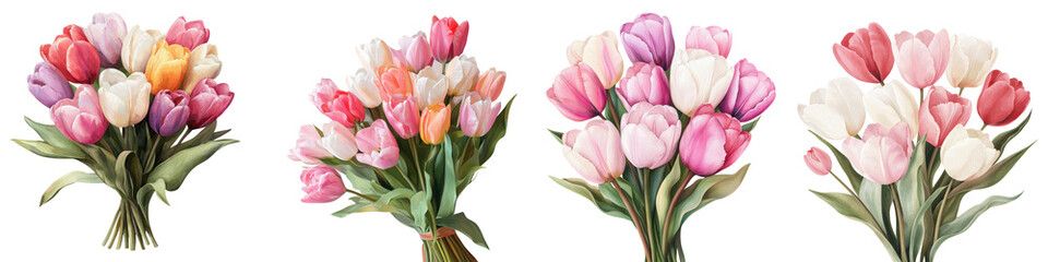 Fototapeta premium Vibrant bouquets of tulips in various colors.