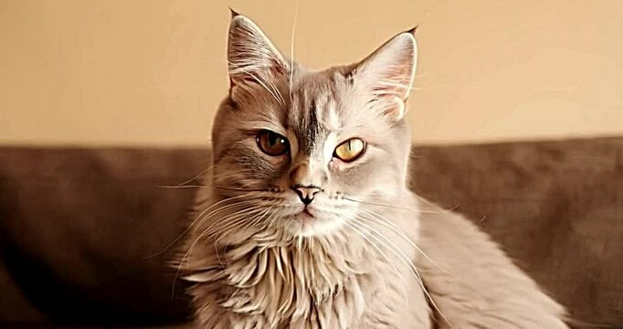 Cat animal portrait with a wide range of emotions