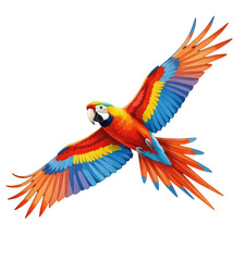 Obraz premium Vibrant Parrot Flying, Colorful Feathers with Transparent Background