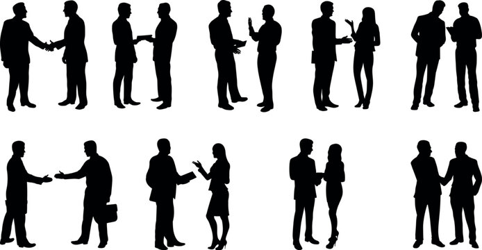 Silhouette Of Two People Having A Discussion Pack