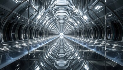 A mesmerizing visual experience where mirrors are arranged in such a way that the reflections keep repeating infinitely, creating the illusion of an endless tunnel stretching into the distance.