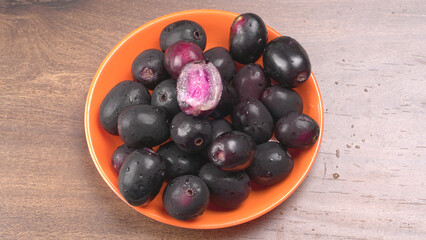 Jambul or Jamun (Syzygium cumini) isolated on white background 