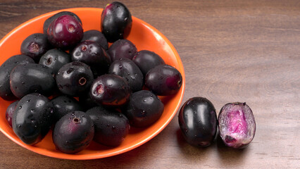 Jambul or Jamun (Syzygium cumini) isolated on white background 