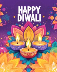 Diwali Diyas in the Festive Background, Indian Culture and Hindu Diwali Traditions