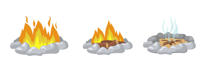Set Bright wood campfire and bonfire flat item