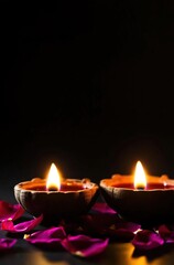 Diwali Diyas in the Festive Background, Indian Culture and Hindu Diwali Traditions