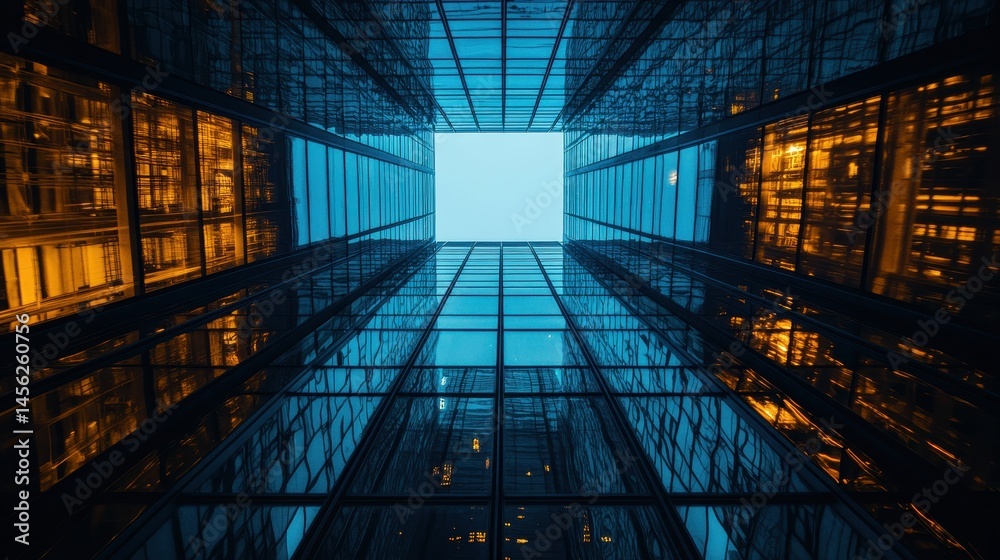 Poster futuristic server room corridor with complex data processing technology for artificial intelligence 