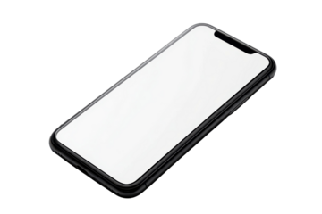 Blank Smartphone Screen Mockup: Isolated White Display, Perfect for App Previews and Website on transparent background