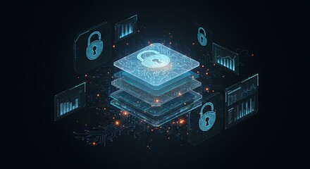 Fototapeta premium Secure Data Layers: An Abstract Representation of Digital Security Technology