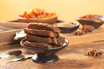 Dried beef jerky, beef strips