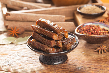 Dried beef jerky, beef strips