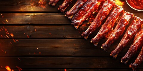 Pork ribs food banner