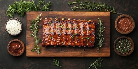 Pork ribs food banner