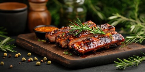 Pork ribs food banner