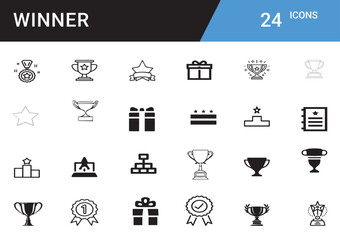 Celebrating the Spirit of a True Winner Triumph, Achievement, First Place Glory, Unmatched Performance, Recognition, Success Journey, Leadership, Excellence, Dedication Editable vector icon symbol set
