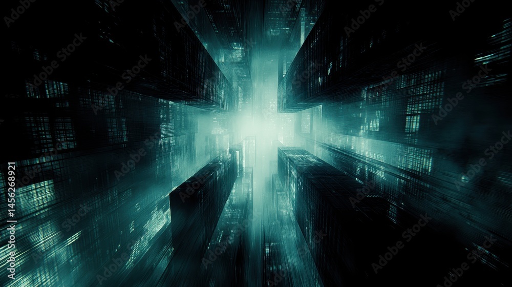 Poster abstract futuristic technology light burst with motion and dynamic glow effects creating depth and m