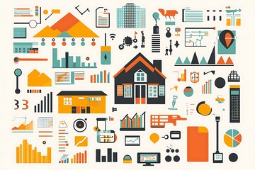 Obraz premium Collection of diverse graphic icons representing various business and financial elements