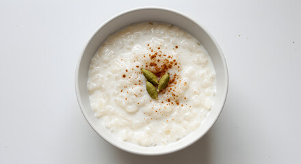 Delicious Homemade Rice Pudding Topped With Cardamom and Cinnamon