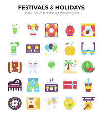 Festivals and Holidays. A Collection of 25 Fun Icons