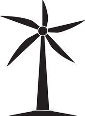 wind turbine silhouette, black and white silhouette, vector and&nbsp;illustration