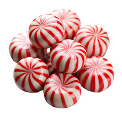 Obraz premium Peppermint Candies Red and White Striped Hard Candies Sweet Treats Christmas Candy Mint Candy Photography on Transparent background
