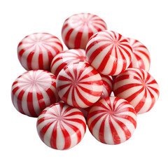 Red and White Peppermint Candies on Transparent background