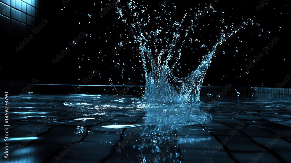 Poster A dynamic splash of water creating an upward explosive shape