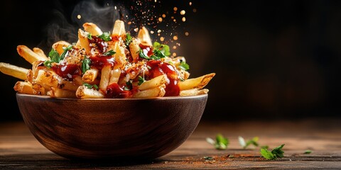 Fototapeta premium Poutine food banner