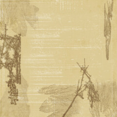 Vintage beige background with distressed texture and subtle botanical sketches. Rustic antique design ideal for scrapbooking, invitations, stationery, nature themes, and creative projects.