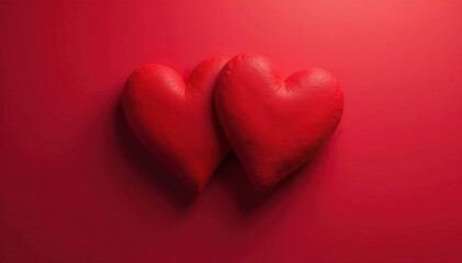 Close-up of two intertwined hearts, vibrant red , macro, commitment