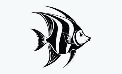Angelfish silhouette, angelfish vector silhouette, icon, illustration on a white background
