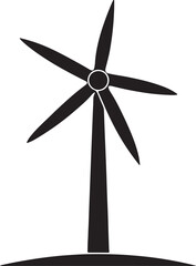 Fototapeta premium wind turbine silhouette, black and white silhouette, vector and&nbsp;illustration