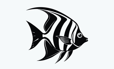 Angelfish silhouette, angelfish vector silhouette, icon, illustration on a white background
