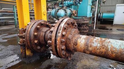 Rust-proof industrial piping system transporting oil in a secured processing plant
